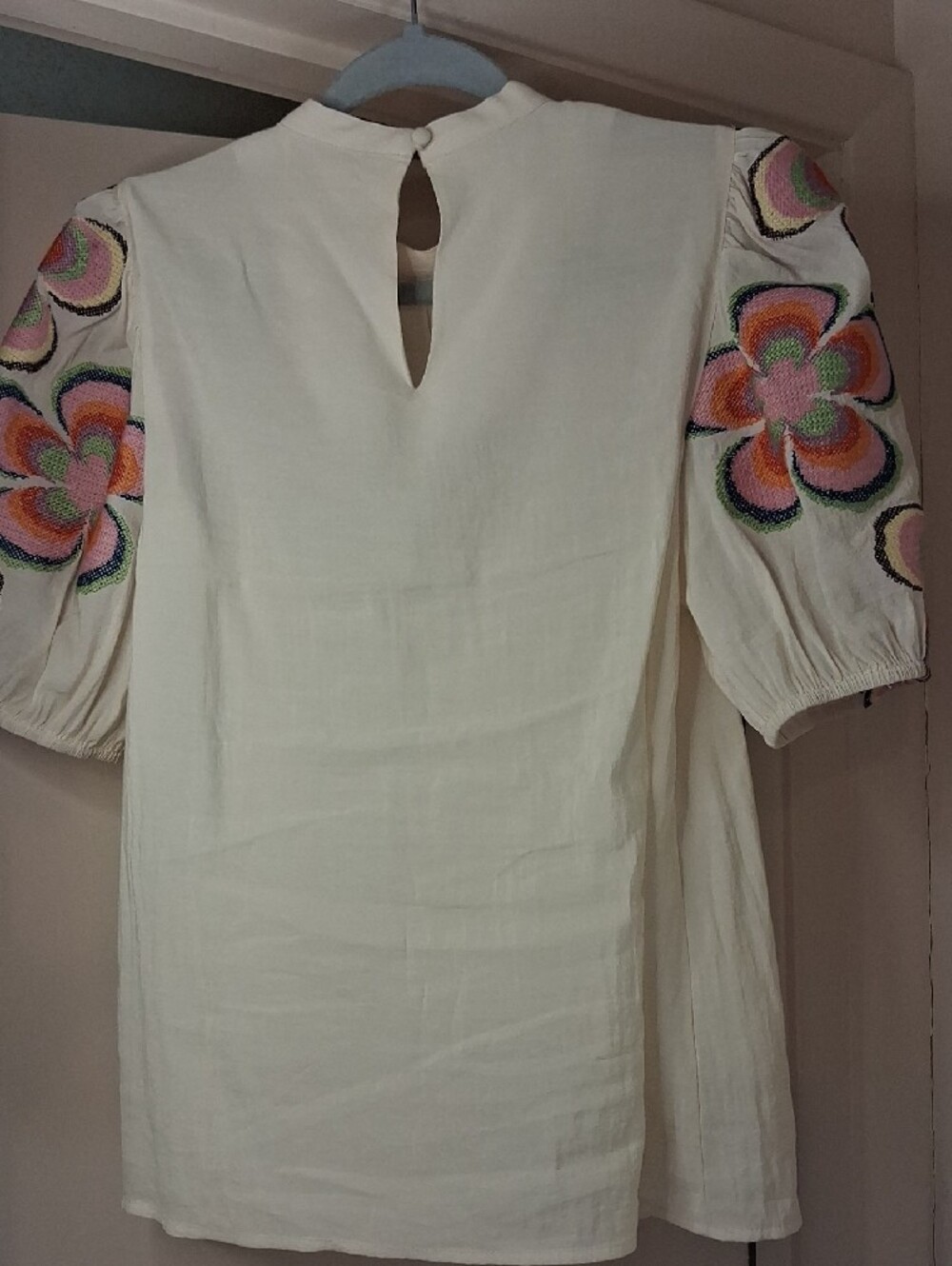 THML Cream Top with Colorful Embroidered Puff Sleeves - Picture 8 of 8